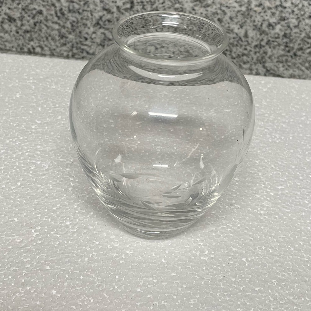 Vintage Princess House BEAUTIFUL Heritage 4” Flower Vase, Etched Crystal Box#411